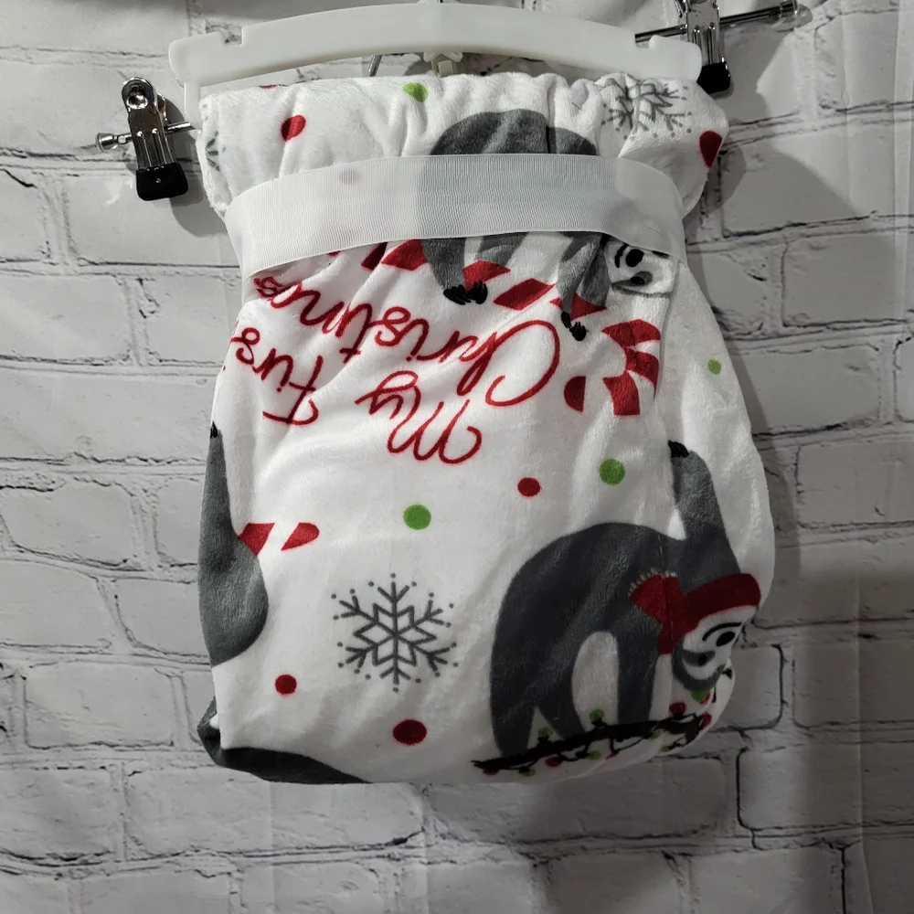 Baby’s first Christmas throw sloth print new